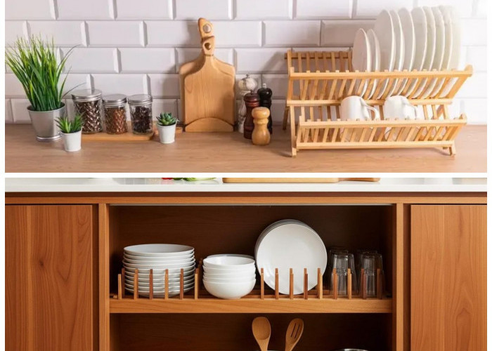 6 Inspirasi Rak Piring Kayu Estetik, Solusi Dapur Rapi dengan Sentuhan Hangat