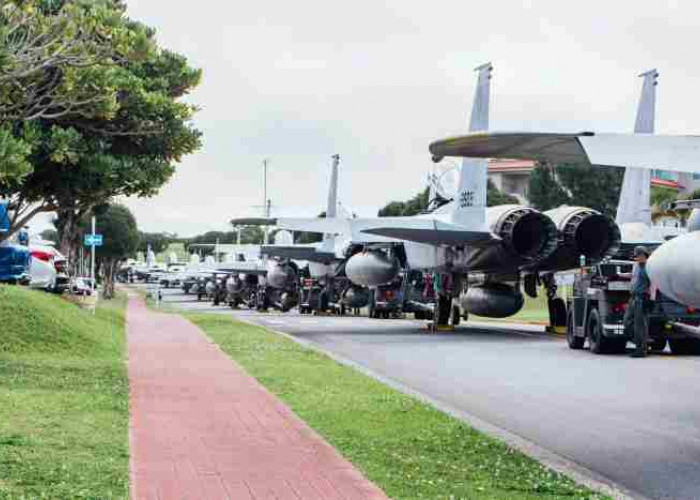 Hindari Tsunami, Puluhan Jet Tempur F-15J Eagle Di Okinawa Diparkir Rapi Ala Elephant Walk