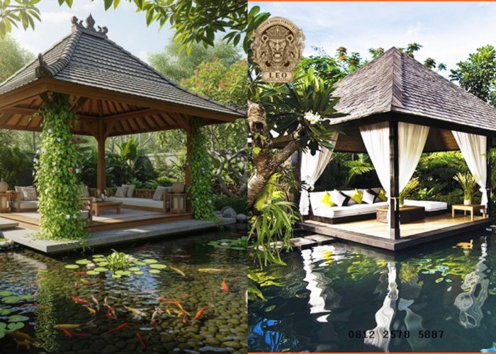 Model Kolam Ikan Minimalis dengan Gazebo, Cocok untuk Area Santai Keluarga!