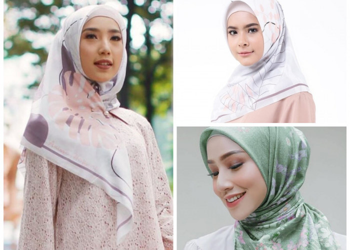 6 Inspirasi Keindahan Jilbab Segiempat Motif bunga: Bagi yang Memiliki Wajah Bulat! 