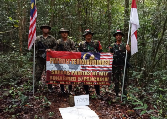 Jalin Kerjasama Pamtas RI-Malaysia, TNI  dan TDM Patroli Terkoordinasi