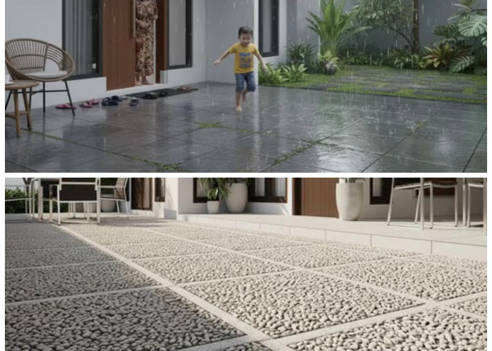 5 Pilihan Lantai Teras Anti Licin yang Tren di 2026, Kombinasi Keamanan dan Desain Elegan
