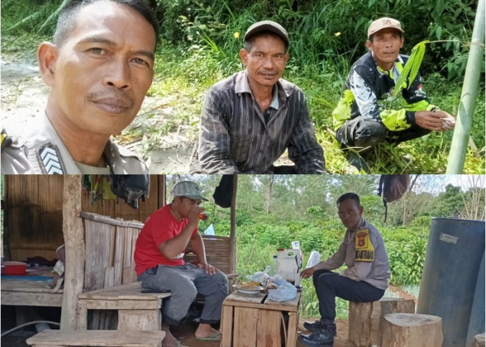 Sambangi Warga Dempo Makmur, Bhabinkamtibmas Ingatkan Bahaya Karhutla Saat Kemarau