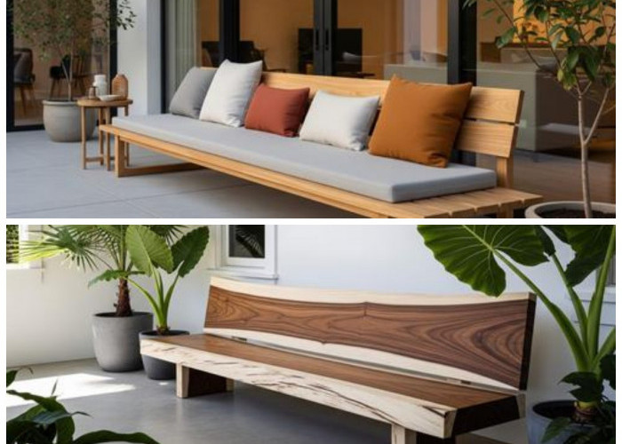 10 Inspirasi Teras Rumah Minimalis dengan Kursi Kayu Panjang yang Estetik dan Instagramable