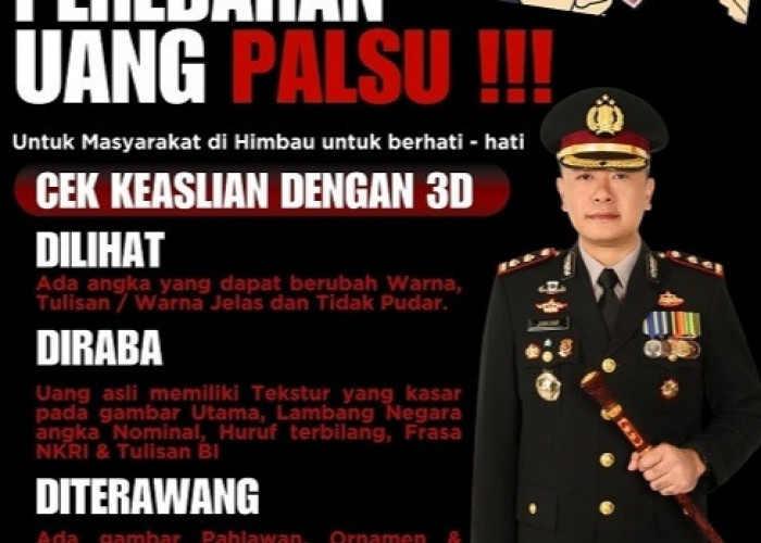 Marak Peredaran Uang Palsu di Pagar Alam, Kapolres Ingatkan Warga Terapkan Metode 3D untuk Cegah Upal