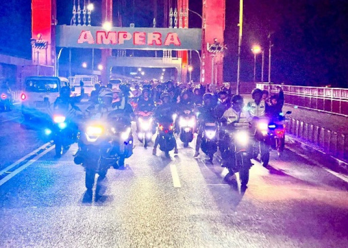 Wujudkan Kamtibmas di Kota Palembang, Ratusan Anggota Klub Motor Patroli Bareng Kapolda Sumsel