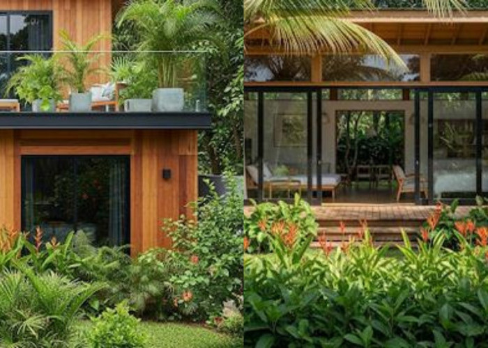 Ide Kebun Rumah Bernuansa Kayu dan Tanaman Hias, Natural dan Estetik!