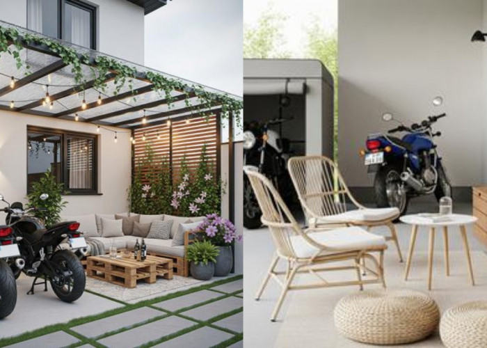 Desain Teras Rumah Kecil, Bisa Parkir 2 Motor Sekaligus Tempat Nongkrong!