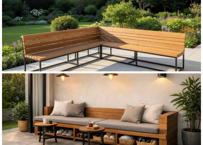 Desain Teras Hemat Ruang: 9 Ide Kursi Kayu Panjang untuk Fasad Rumah yang Modern dan Estetik