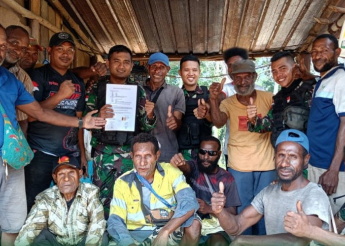 Satgas Yonif 725/Woroagi Terima Hibah Tanah 1 Hektar Dari Masyarakat Papua Perbatasan