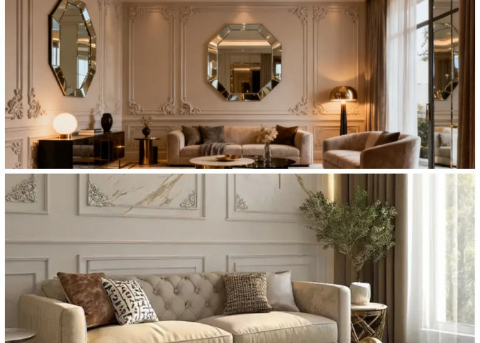 13 Inspirasi Wall Moulding Modern yang Bikin Ruang Tamu Minimalis Makin Elegan