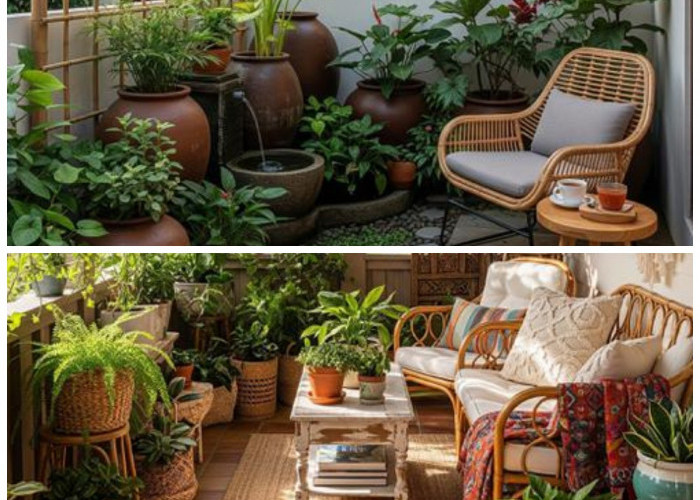 Sulap Teras Jadi Oase Hijau! Inspirasi Taman Mini dan Kursi Rotan yang Estetik