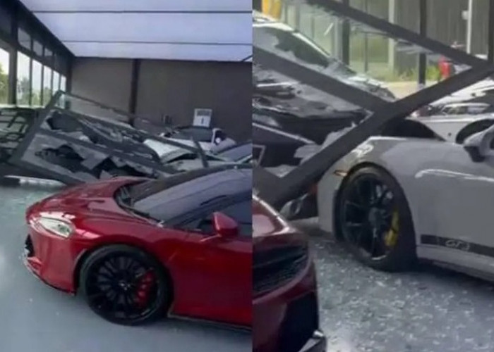 Viral! Kecelakaan di Showroom Mobil Mewah, Xpander vs Porsche GT3 2022, Segini Kerugiannya!