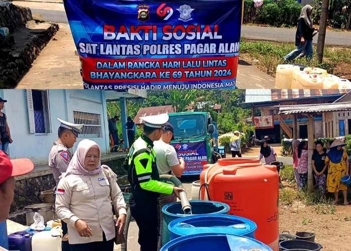 Polri Peduli, Satlantas Polres Pagaralam Distribusikan 7000L Air Bersih