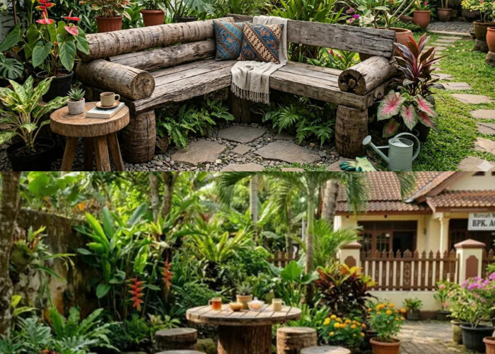 3 Ide Bangku Taman dari Batang Kelapa Bekas yang Cantik dan Unik, Bikin Halaman Rumah Makin Estetik