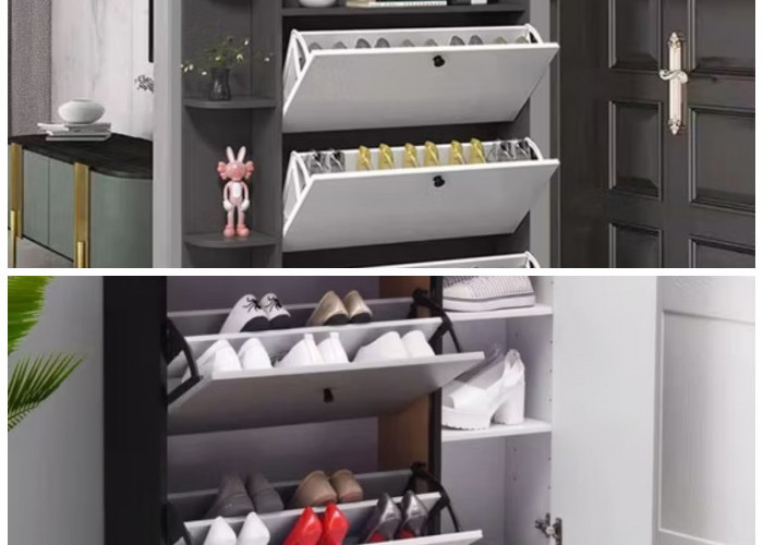 Solusi Area Pintu Tak Sempit Lagi, Ini 6 Model Lemari Sepatu Ramping dan Fungsional