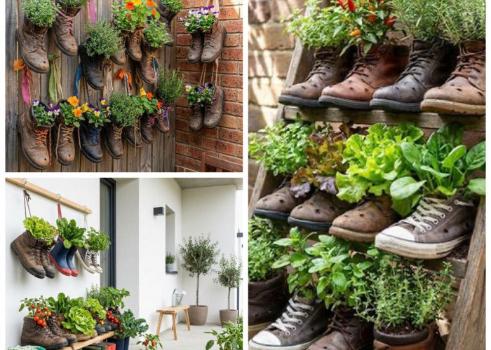 Kreatif & Ramah Lingkungan! 12 Ide Kebun Sayur dari Sepatu Bekas untuk Teras Minimalis!