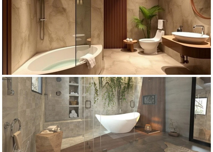 Nuansa Hotel Bintang Lima! Ide Desain Kamar Mandi Minimalis dengan Bathtub dan Shower