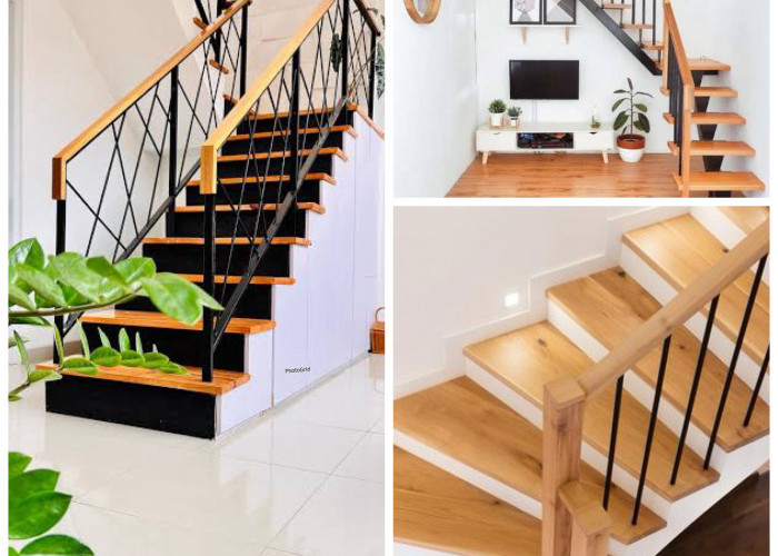 7 Desain Tangga Kayu Berpadu Railing Besi, Sentuhan Modern yang Bikin Rumah Naik Kelas!