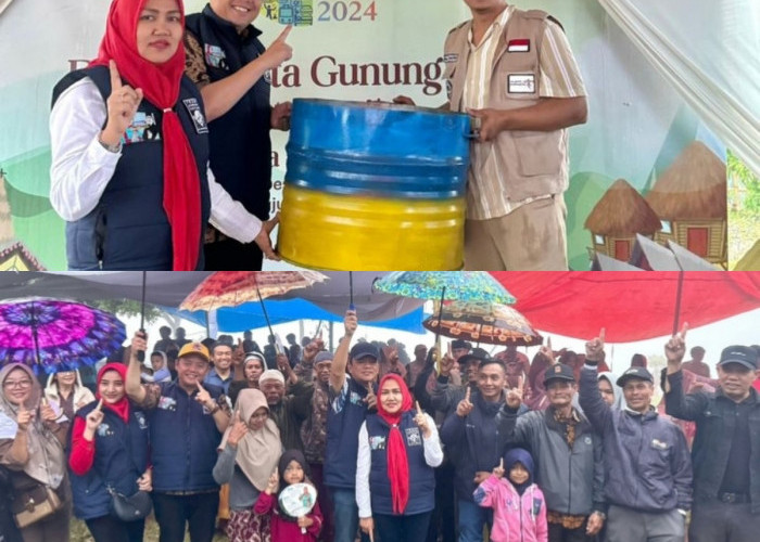 Langkah Peduli Lingkungan  Paslon No 1 Hepy-Efsi Berikan Bantuan Tong Sampah di Kampung Dua Muara Perikan