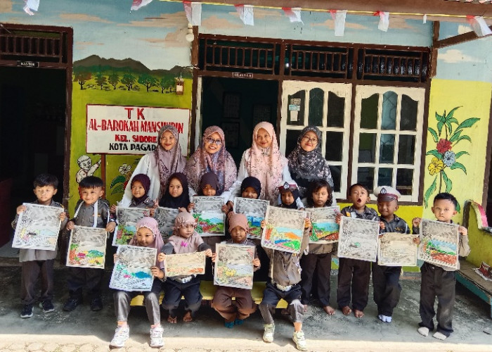 Lomba Mewarnai Bersama Pagaralam Pos, Asah Kreatifitas Siswa TK Al Barokah 