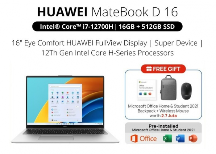 Huawei MateBook D 16, Laptop Layar Besar dengan Performa Gahar untuk Produktivitas Harian