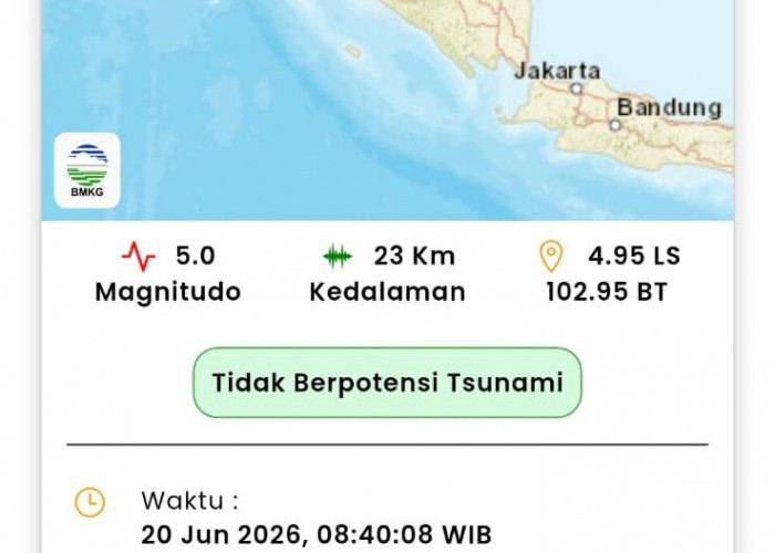 Getaran Gempa Terasa Begitu Kencang, Gempa Magnitudo 5,0 Guncang Bengkulu