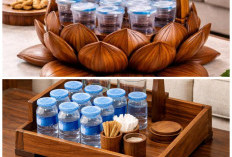 10 Inspirasi Tempat Air Mineral Gelas dari Kayu, Bikin Meja Tamu Terlihat Lebih Elegan dan Rapi