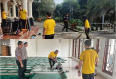 Dukung Gerakan Indonesia Asri, Polres Pagar Alam Gotong Royong Bersihkan Masjid Al-Akbar Gunung Gare