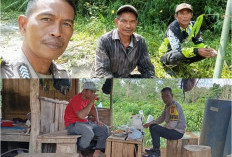 Sambangi Warga Dempo Makmur, Bhabinkamtibmas Ingatkan Bahaya Karhutla Saat Kemarau