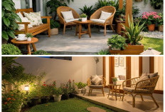 Teras Rumah Luas Makin Asri: Ide Desain Natural dengan Taman Mini dan Kursi Rotan