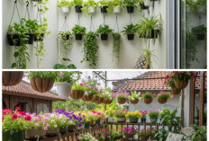 Lahan Sempit Bukan Halangan! 8 Konsep Kebun Mini Teras Rumah Pakai Pot Gantung