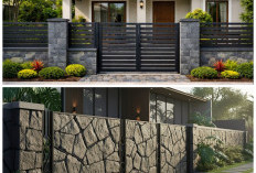 Perpaduan Pagar Besi dan Batu Andesit 2026, Desain Rumah Tampak Elegan dan Modern