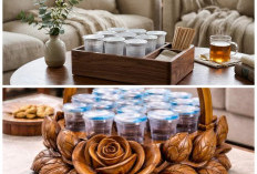 10 Model Tempat Air Mineral Gelas dari Kayu yang Estetik untuk Meja Tamu Berkelas