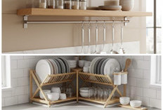 Rak Piring Kayu Alami untuk Dapur Modern, Fungsional Sekaligus Mempercantik Ruangan